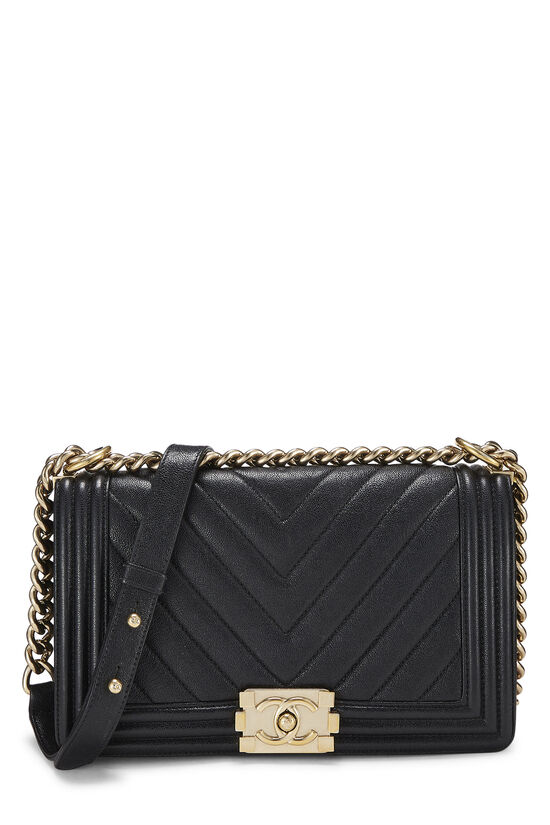 Chanel Handbag Boy 2019 Medium Caviar Goldtone Hardware Black