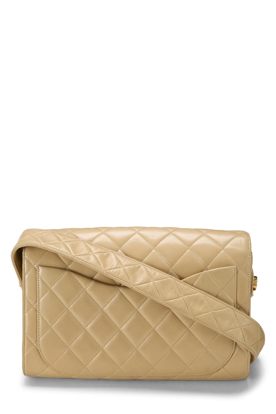 Beige Quilted Lambskin Shoulder Bag Medium, , large image number 3