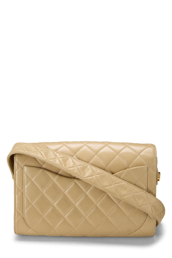 Beige Quilted Lambskin Shoulder Bag Medium, , large image number 3