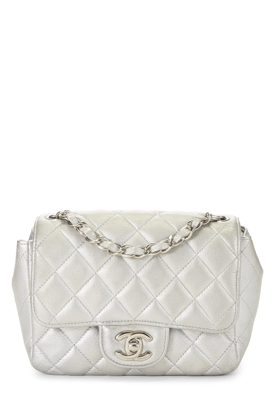Silver Lambskin Square Flap Mini, , large image number 0