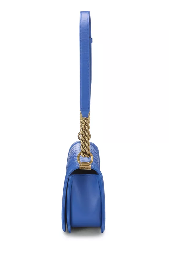 Blue Quilted Lambskin Boy Bag Medium, , large image number 2