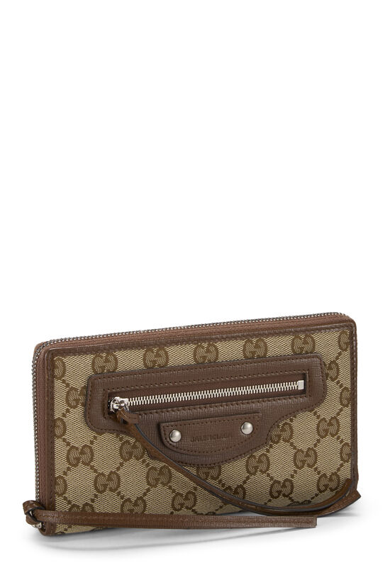 Balenciaga x Gucci Beige Canvas Hacker Neo Classic Zip Around Wallet, , large image number 1