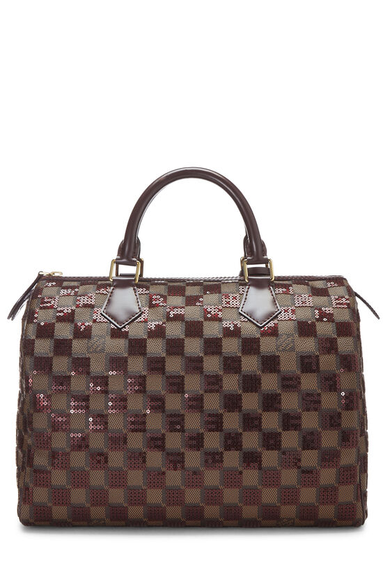 Red Damier Paillettes Speedy 30, , large image number 3