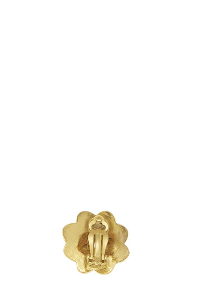 Gold Flower 'CC' Earrings, , large