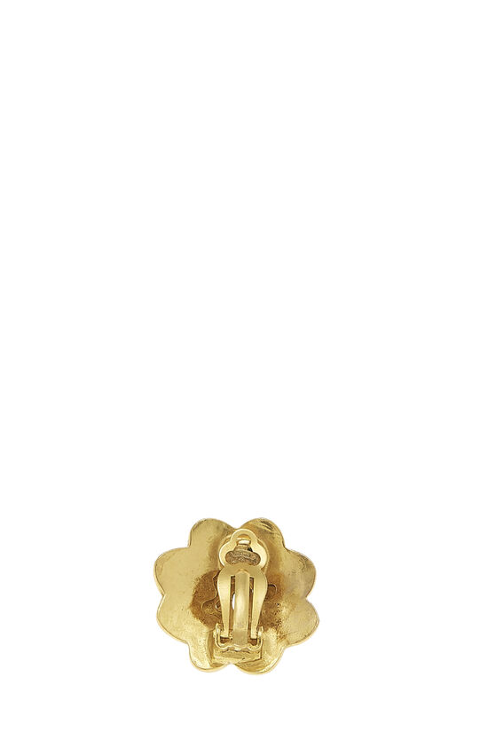 Gold Flower 'CC' Earrings, , large image number 1