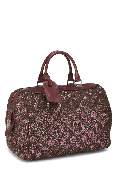 Burgundy Monogram Sequin Sunshine Express Speedy 30, , large