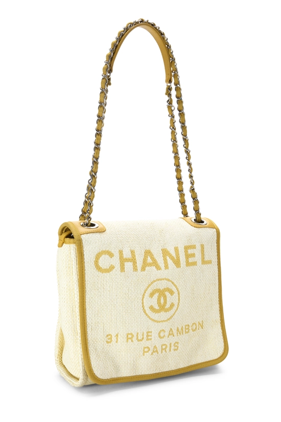 Yellow Woven Raffia Deauville Messenger, , large image number 1