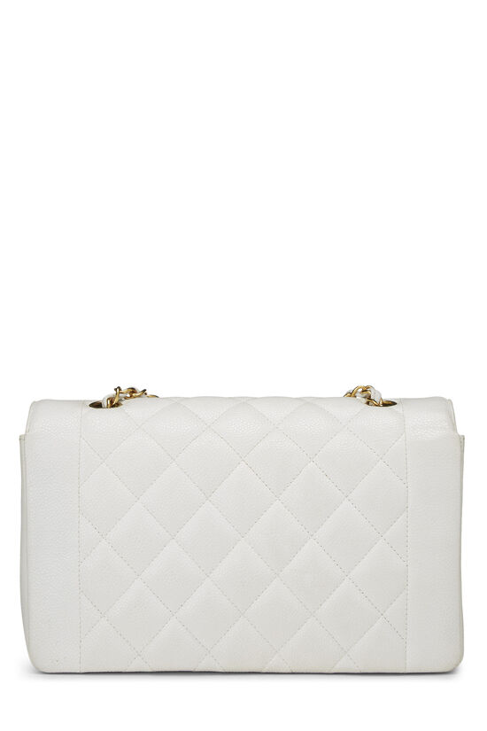 White Quilted Caviar Diana Flap Medium, , large image number 3
