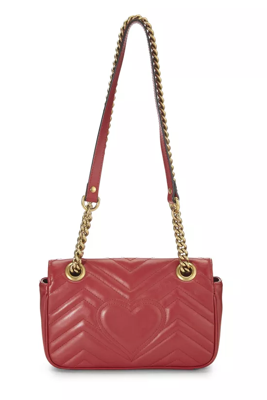 Red Leather GG Marmont Shoulder Bag Small, , large image number 3