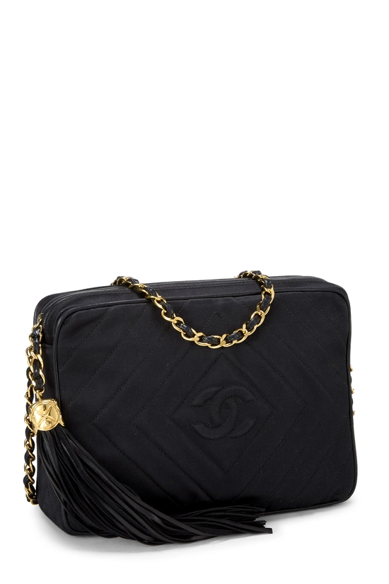 Black Satin Diamond 'CC' Camera Bag Small, , large image number 1
