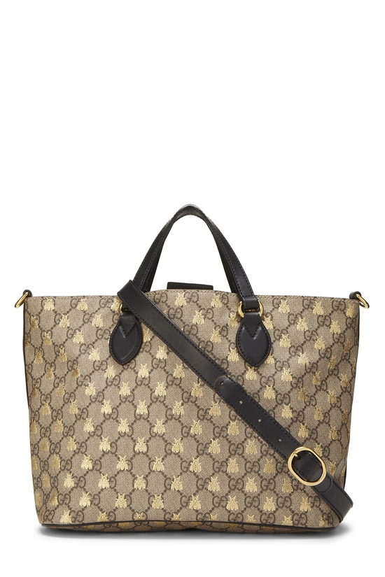 Black Original GG Supreme Canvas Bee Tote Small, , large image number 3