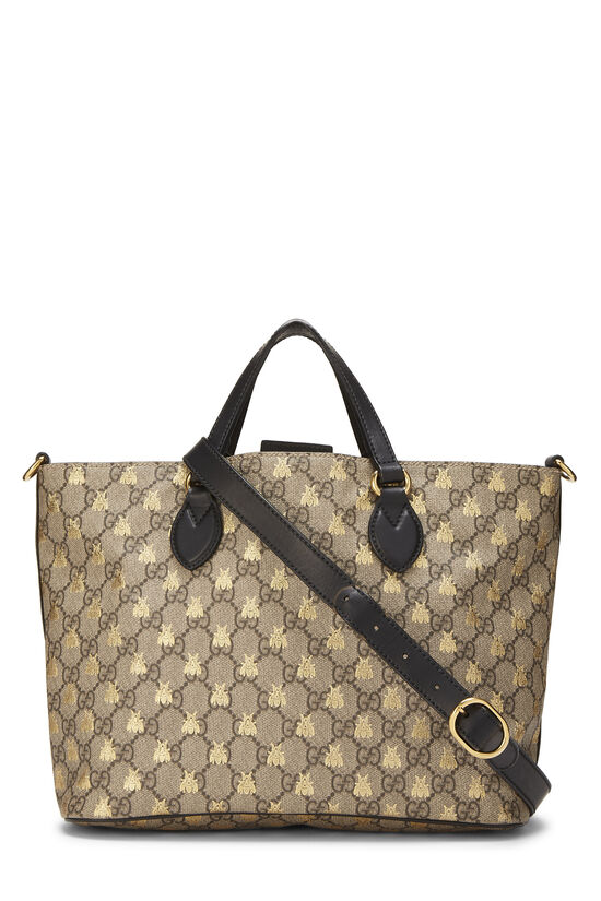 Black Original GG Supreme Canvas Bee Tote Small, , large image number 3