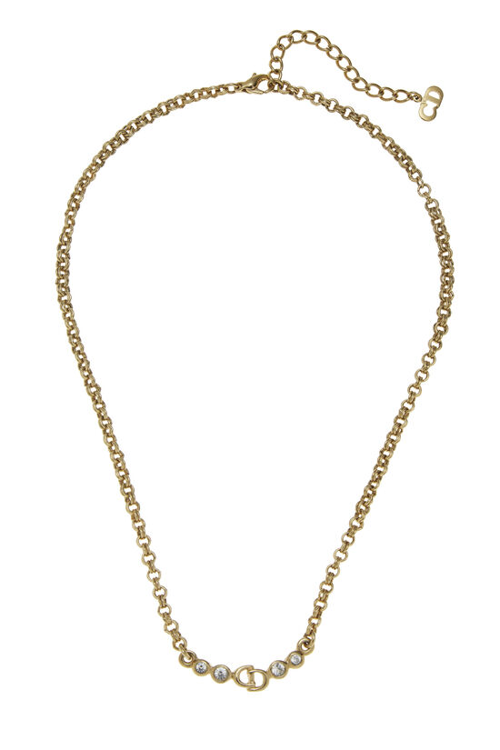 Gold & Crystal Logo Necklace, , large image number 0