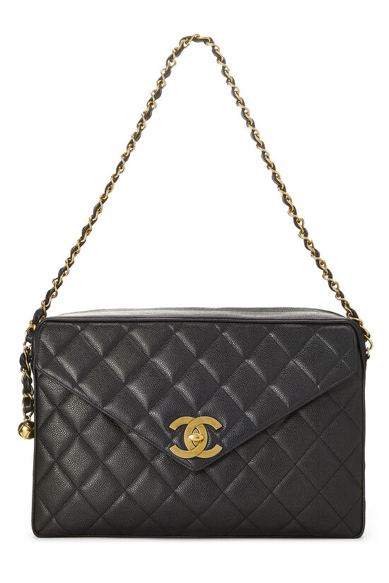 Chanel Black Chevron Lambskin Jumbo XL Classic Flap Bag Chanel