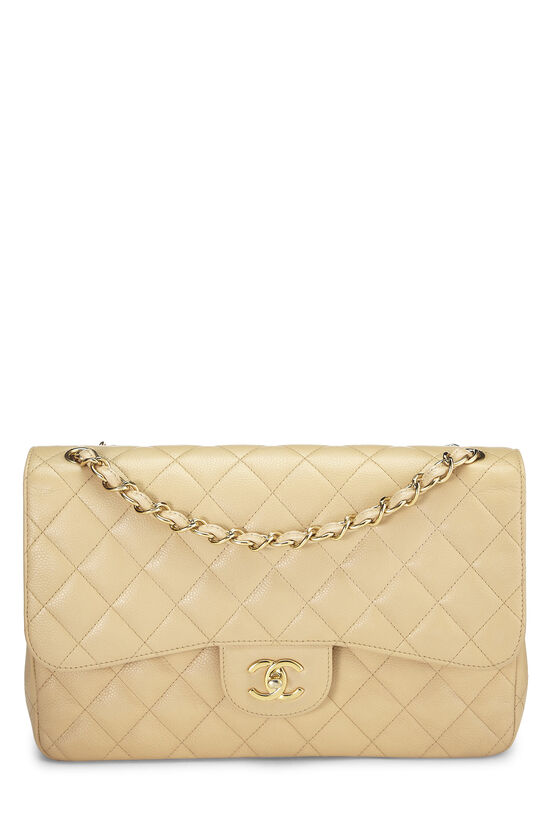 Beige Quilted Caviar New Classic Double Flap Jumbo, , large image number 0