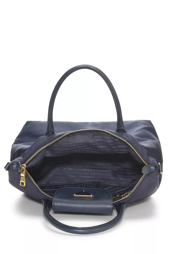 Navy Tessuto Nylon Convertible Handbag, , large image number 5