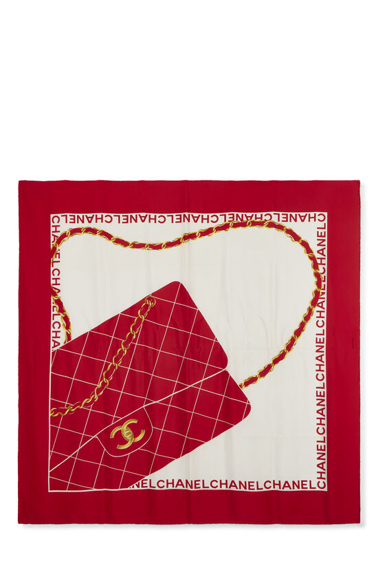 Red Silk 'CC' Scarf, , large image number 0