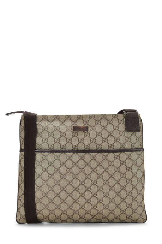 Gucci Vintage Monogram Supreme Zip Top Pochette Bag For Sale at