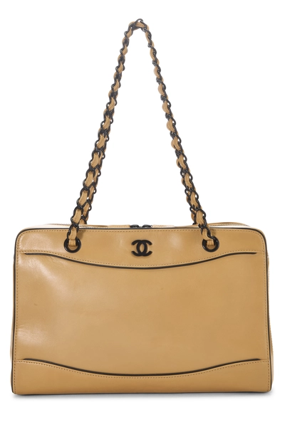 Beige Calfskin Chain Tote