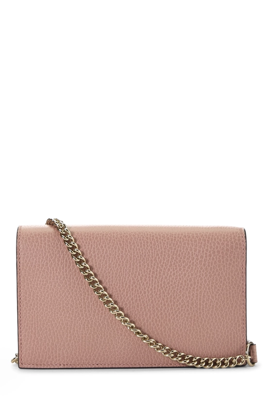 Pink Leather Interlocking Wallet On Chain (WOC) Small, , large image number 3