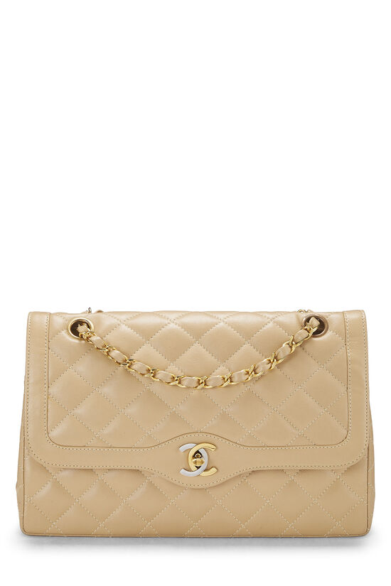 Beige Quilted Lambskin Paris Limited Double Flap Medium, , large image number 0