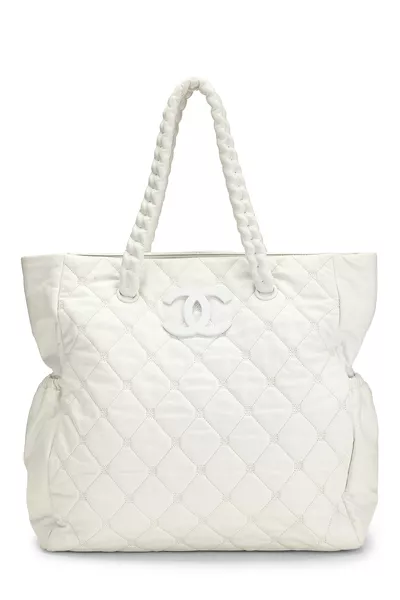 White Lambskin Hidden Chain Tote