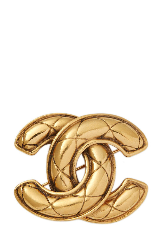 Gold Quilted 'CC' Pin Medium, , large image number 0