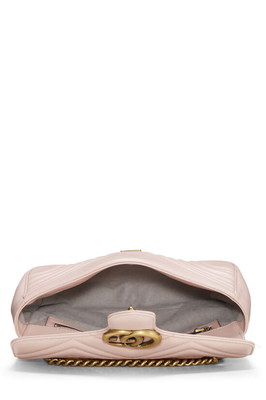 Gucci Pink Leather Marmont Matelassé Shoulder Bag Small