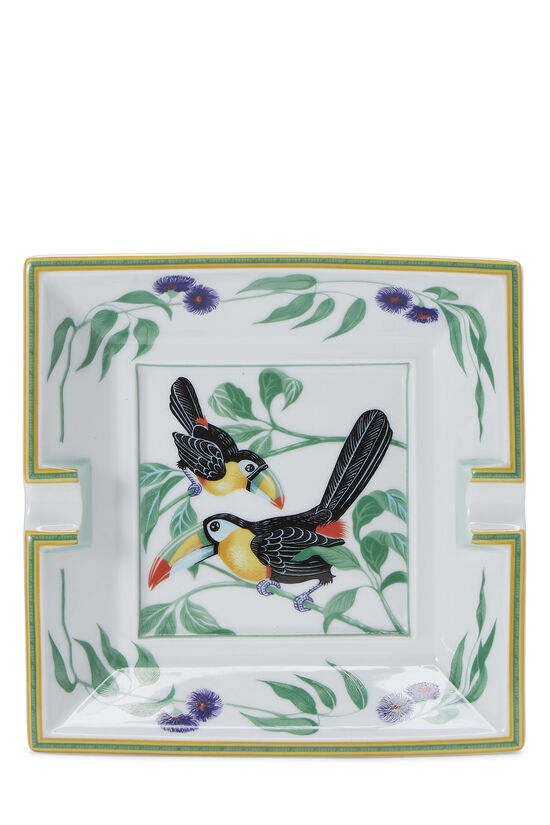 White & Multicolor Porcelain Toucan Ashtray, , large image number 0