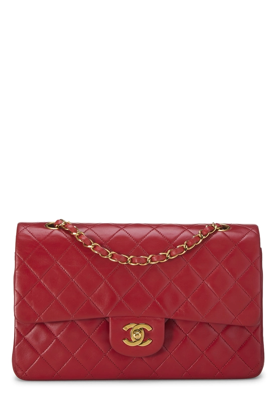 Red Quilted Lambskin Classic Double Flap Medium, , large image number 0