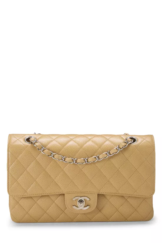 Beige Quilted Caviar Classic Double Flap Medium, , large image number 0