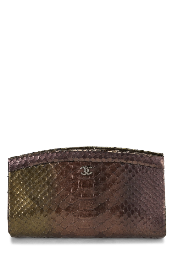 Brown Python Clutch, , large image number 0