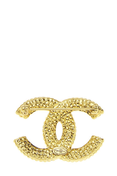 Gold 'CC' Dotted Border Pin, , large