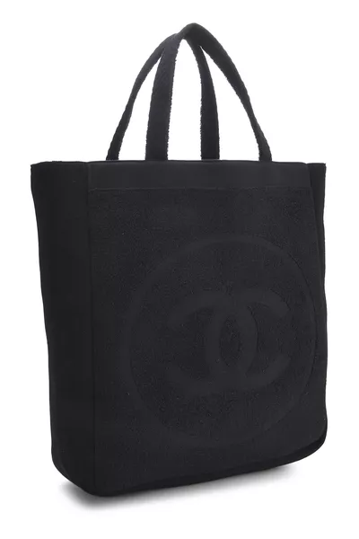 Black Terry Cloth 'CC' Beach Set, , large