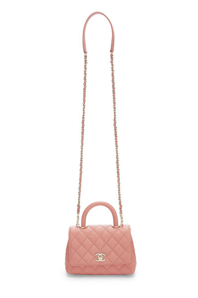 Pink Quilted Caviar Coco Handle Bag Mini, , large