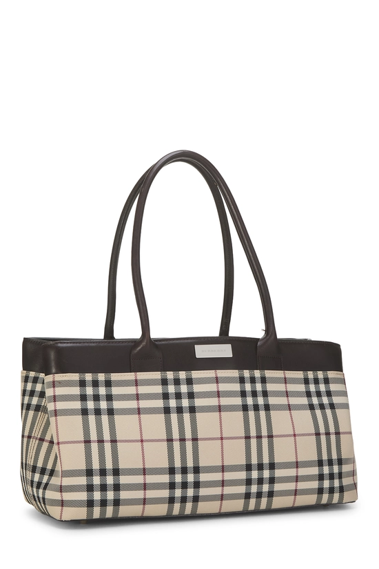 Brown Nylon Check Handbag Long, , large image number 1