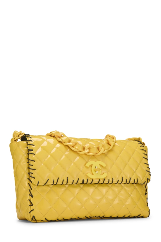 Yellow Vinyl Whipstitch Half Flap Jumbo, , large image number 1