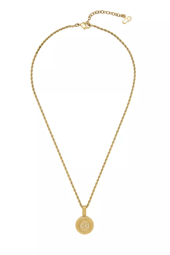 Gold & Crystal 'CD' Necklace, , large image number 0