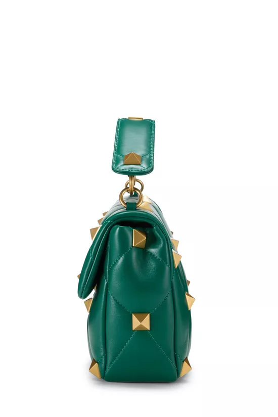 Green Leather Roman Stud Flap Bag Medium, , large image number 2