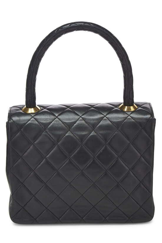 Black Quilted Lambskin Top Handle Bag, , large image number 3
