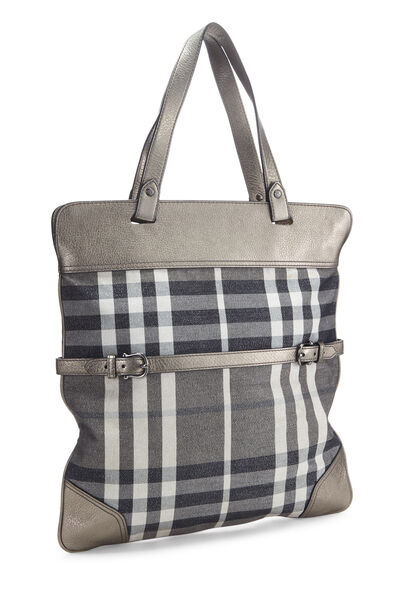 Grey House Check Canvas Shimmer Stowell Roll-Up Tote, , large