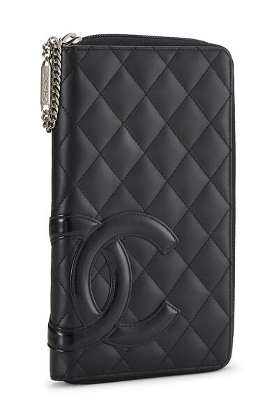 Black Quilted Leather Cambon Zippy Organizer , , large