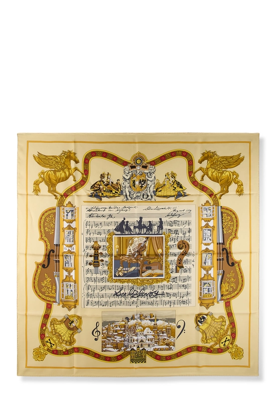 Yellow & Multicolor 'Salzburg' Silk Scarf 90, , large image number 0