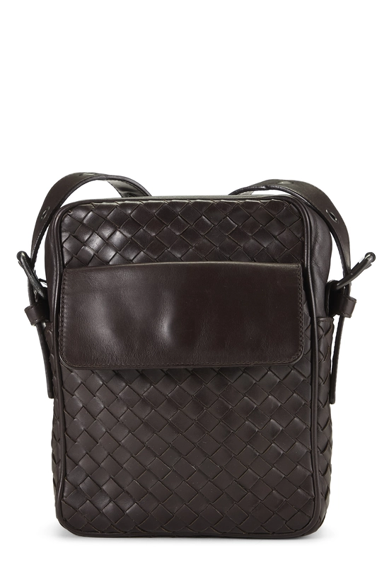 Brown Intrecciato Flap Pocket Messenger Bag Small, , large image number 0