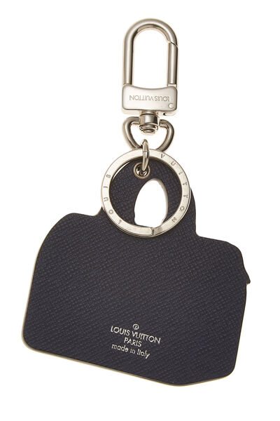 LOUIS VUITTON Monogram Porte Cle Logo Bag Charm Key Ring White