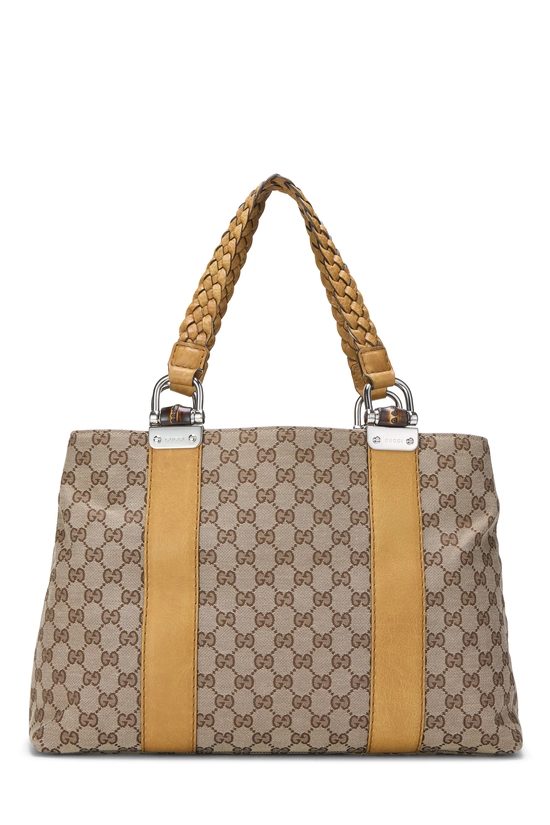 Yellow Original GG Canvas Bamboo Bar Tote Large, , large image number 3