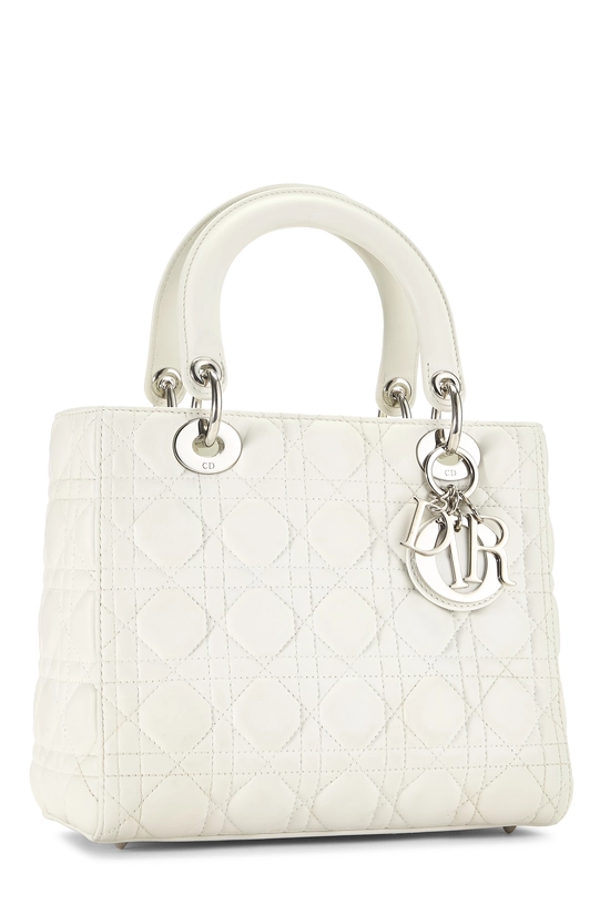 White Cannage Quilted Lambskin Lady Dior Medium, , large image number 1