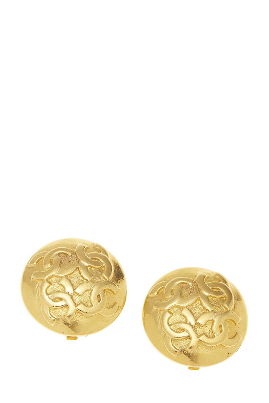Gold 4 CC Round Earrings, , large image number 1