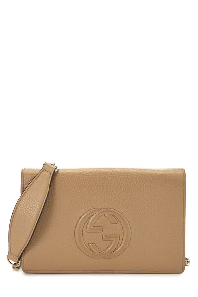 Beige Leather Soho Wallet On Chain (WOC)