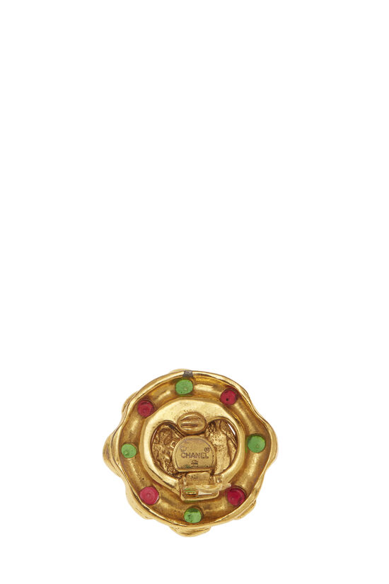 Gold & Multicolor Gripoix 'CC' Earrings, , large image number 2